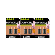 12 x Duracell AAA Rechargeable 900mAh (3 Blister Packs of 4 Batteries) 12 Rechargeable Batteries