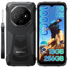 Blackview Fort1 Rugged Smartphone(10000mAh)-Android 15, 18GB+256GB/2TB,6.56" 90Hz, Sim-free & Unlocked Mobile Phones,IP69K/NFC/OTG/GPS/4G Dual SIM/3