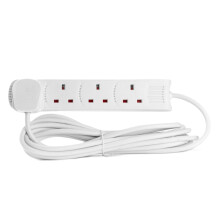 STATUS 4 Way Socket Extension Lead, 5m Cable Multi-Plug Power Strip for Home or Office, 13A 3120W Rated, Wall Mountable in White (4WS5M20)