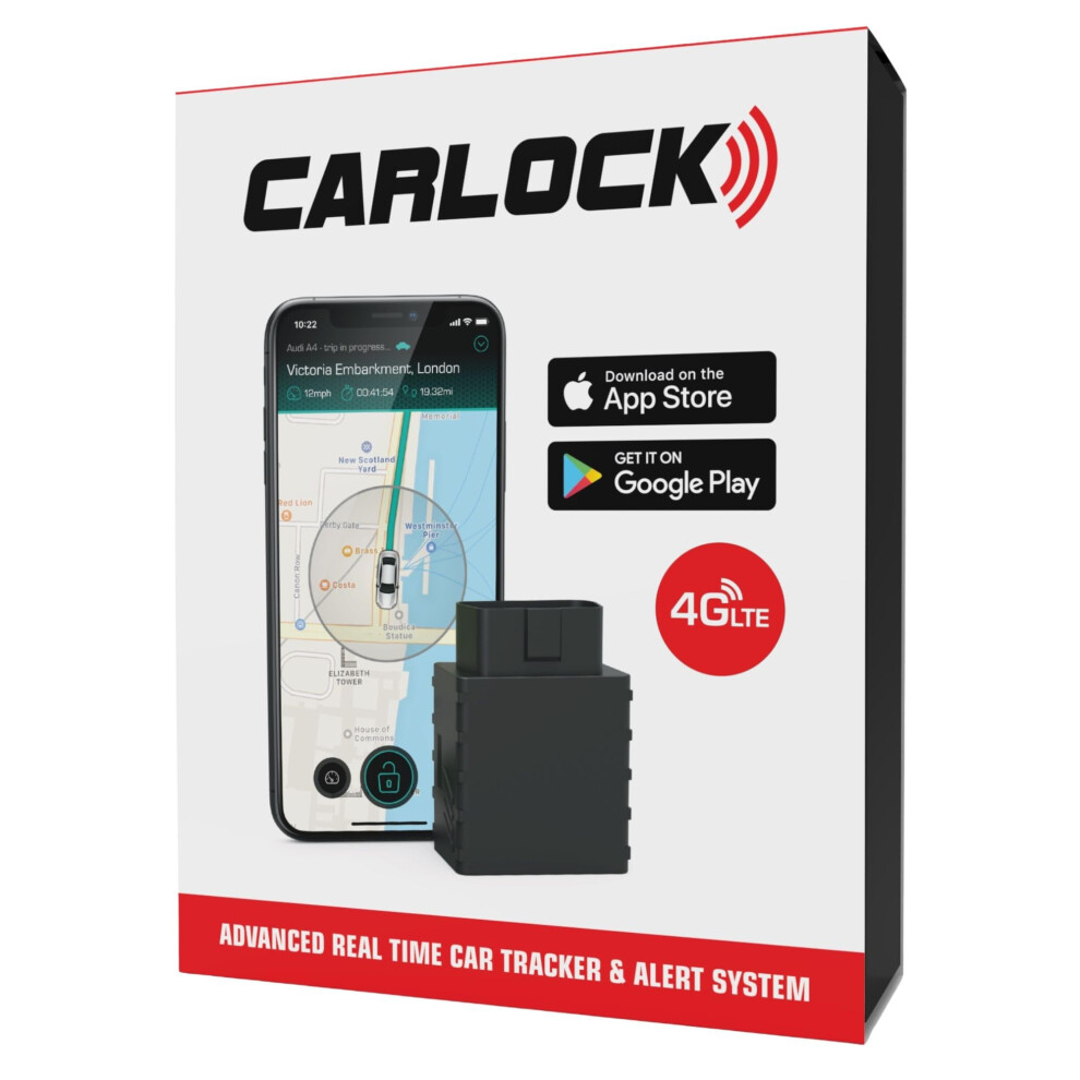 Carlock Anti Theft Car Device - Real Time Uk 4G Lte Car Gps Tracker & Car Alarm System Security - Obd & Phone App - Auto Van Vehicles Tracking & Inst 5000788124597
