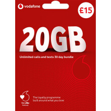 Vodafone 20GB Pay As You Go SIM Card, Unlimited Calls and Texts, 30 Day Bundle