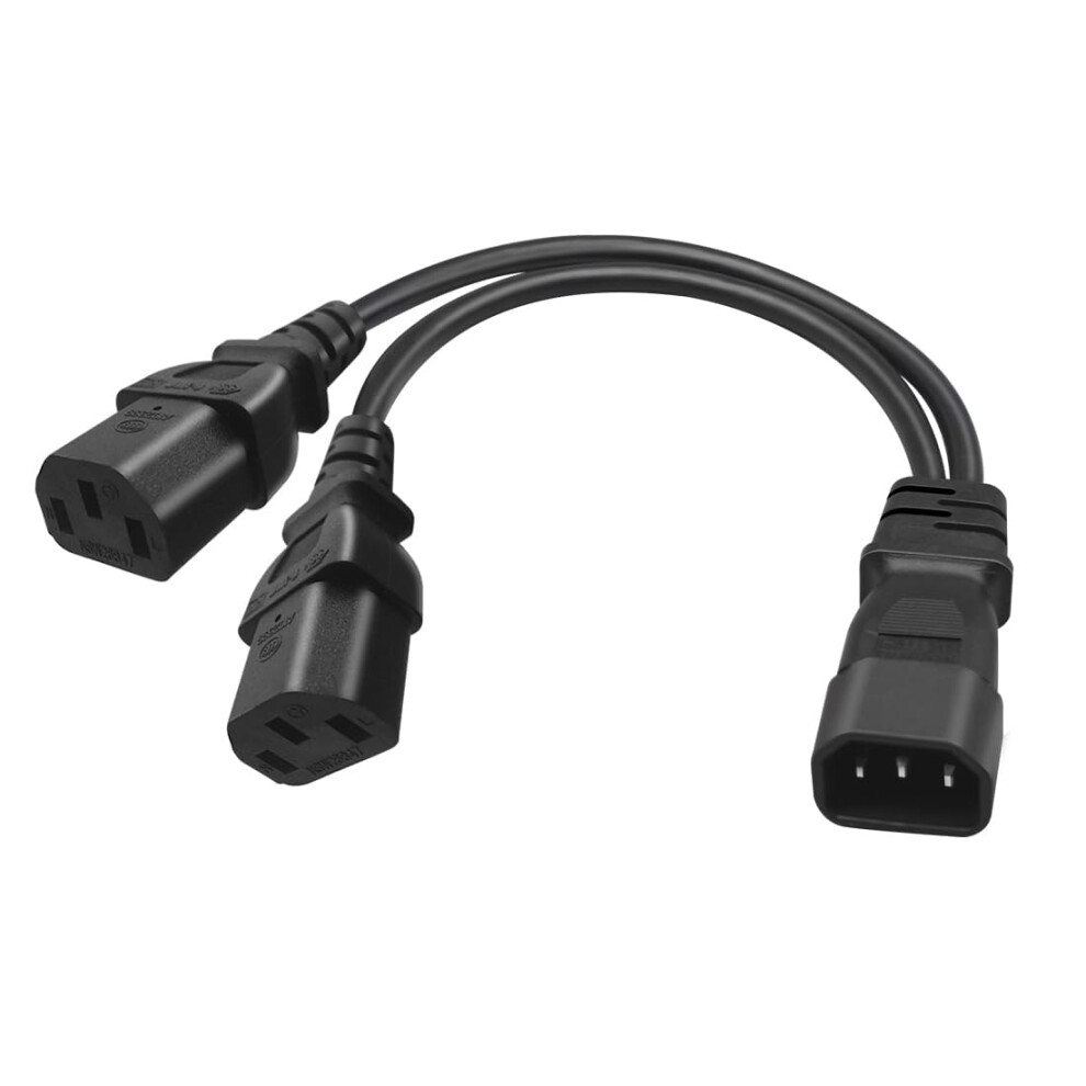 Strhowill C14 To 2X C13 Y Splitter Power Cord(1Ft/30Cm),Power Cable Ups Server Y Splitter 5007447963948
