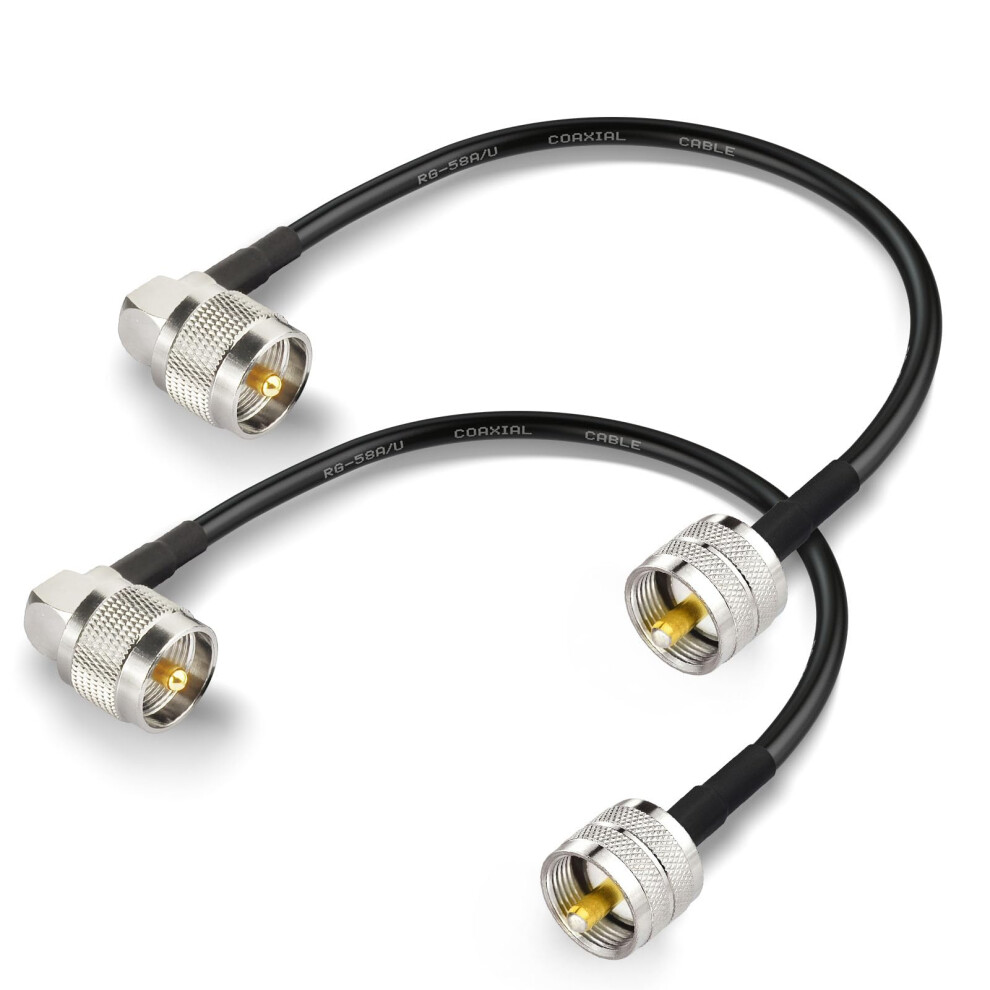 Superbat Pl259 Rg58 Cb Patch Lead 30Cm 50Ohm Uhf Male To Male Right Angle Ham Radio Hf Coax Cable For Hf Vhf Cb Radio, Swr Meter, Scanner, Antenna An 5004945088562