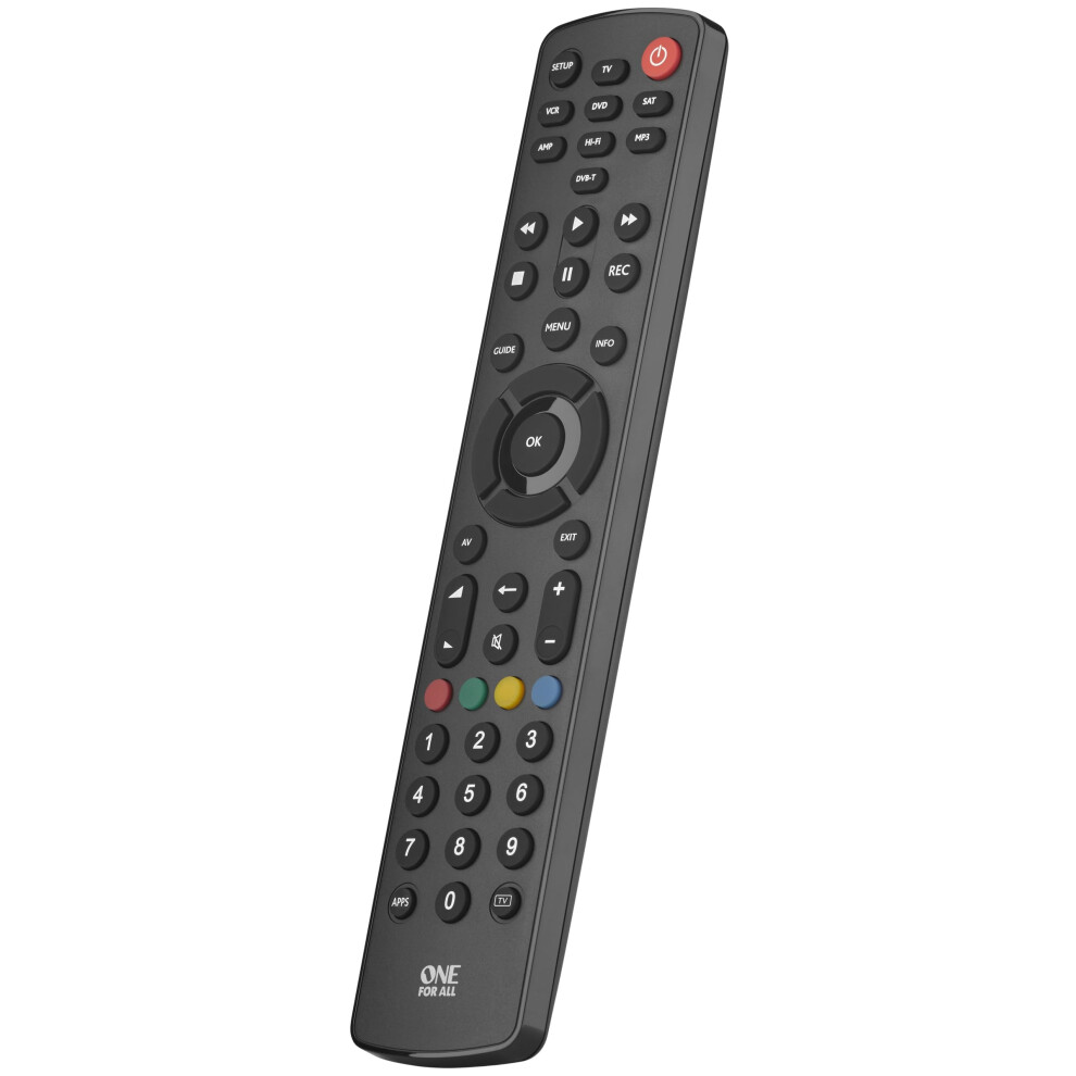 One For All Contour 8 Universal Remote Control Â Operates 8 Devices (Tv Freeview Blu-Ray Media Streamer Ir Game And Audio) - Learning Feature - Work 5005390478304