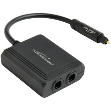 KabelDirekt – TOSLINK Splitter, 1-to-2 – Connects one audio source to two output devices (2-Out: soundbar, amplifier/Hi-Fi system, TV) – SPDIF S