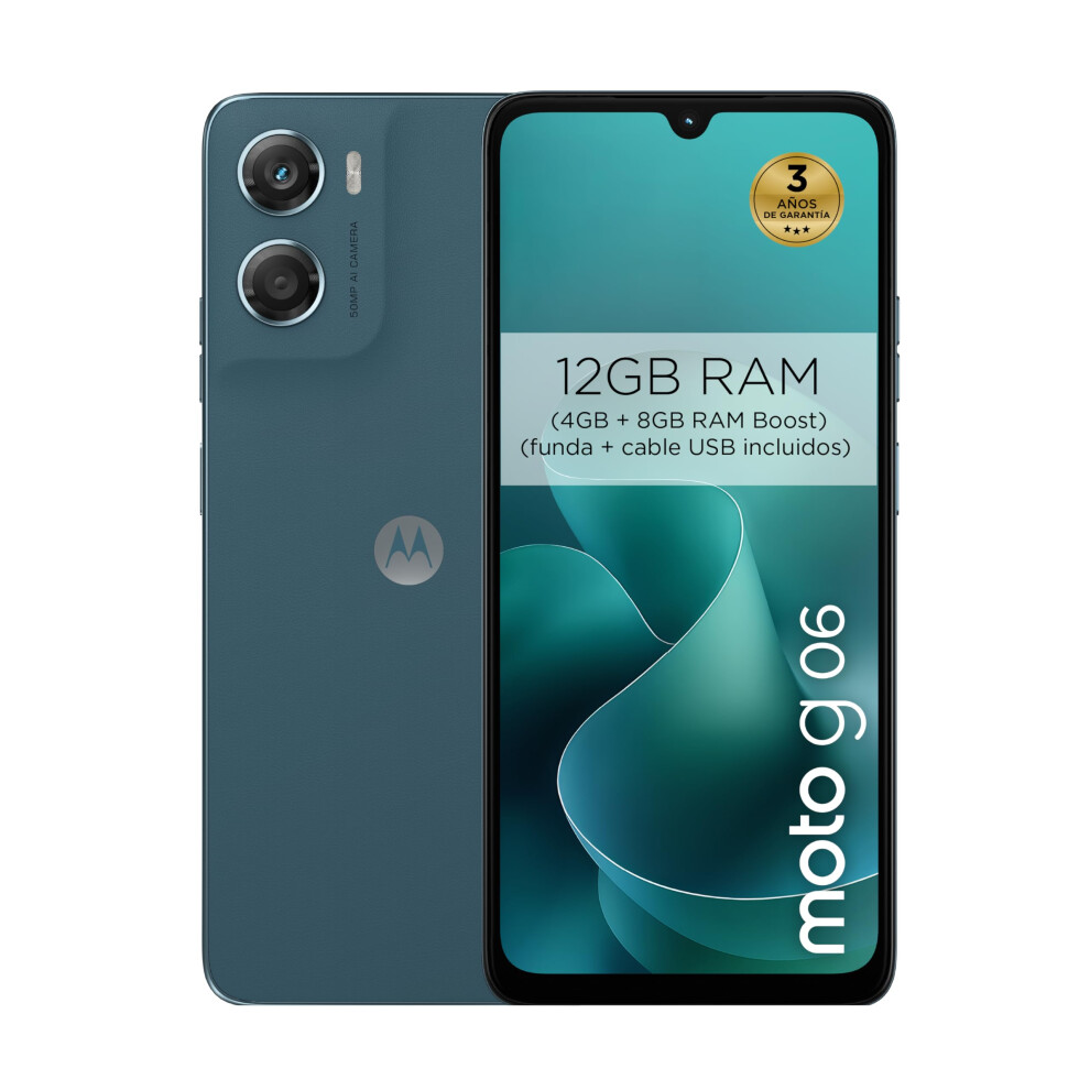 Motorola Moto G06 12Gb (4Gb+8Gb Ram Boost)/64Gb Color Pantone Tapestry, Large Screen 6.88" With Dolby Atmos Sound, 50Mp Ai Camera System, Ip64 Water Protectio