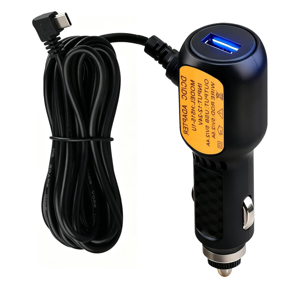 Geu Dash Cam Hardwire Kit Alternative, Usb C 3.5M Car Charger Cable 12V To 5V 2.5A, Type C Anti-Interference Power Lead Adapter With Extra Usb Port F 5005573494008