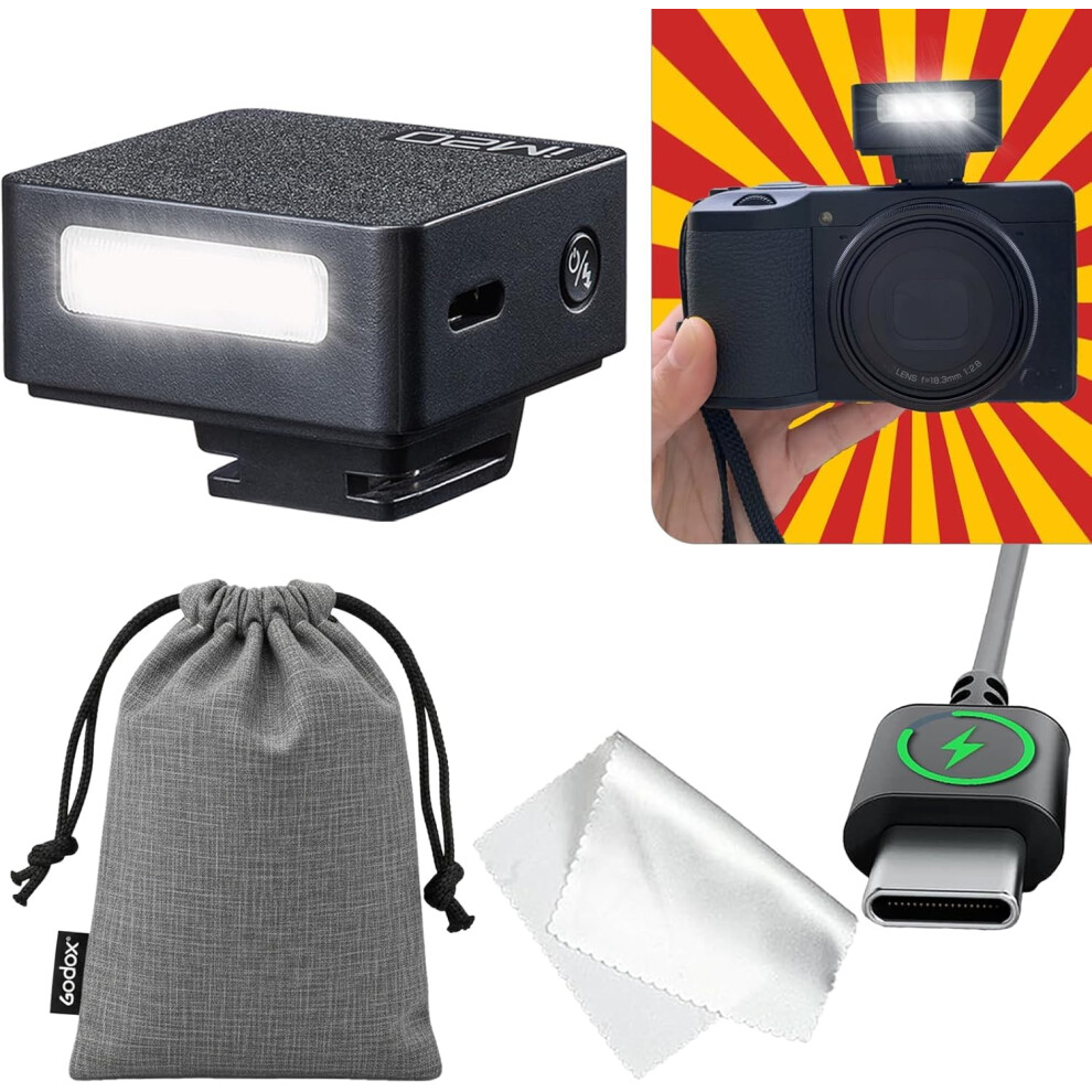 Godox Im20 Mini Flash, Fully Manual Camera Speedlite, 5 Output Levels, 440 Full-Power Flashes, Usb-C Charging, Compatible With Ricoh Gr Iii, Ricoh Gr
