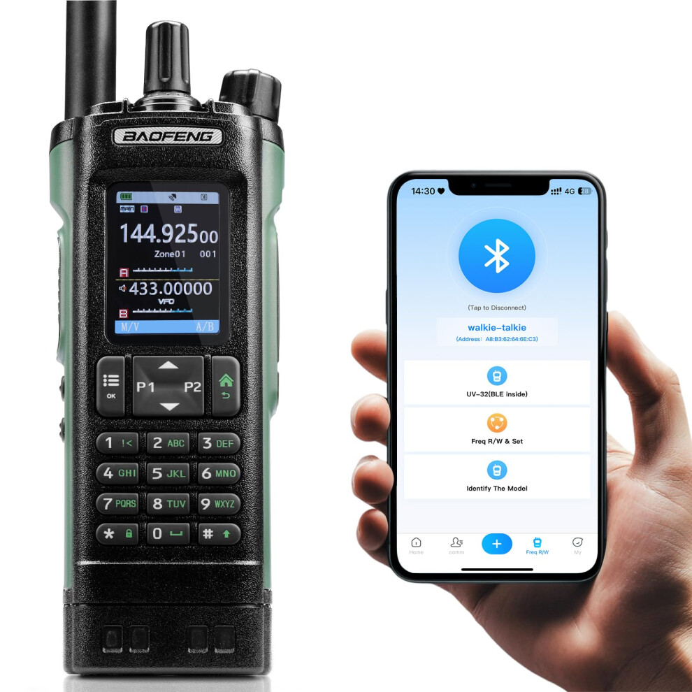 Photos - Radio / Clock Baofeng UV-32 10W Dual Band Ham Radio with GPS, CHIRP & Wireless APP Programmable, AM FM Receiver, 2.0â Large Color Displa 