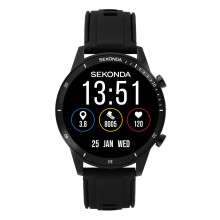 Sekonda Active Go Unisex 45mm Smartwatch Watch With Black Case And Silicone Strap With LCD Dial