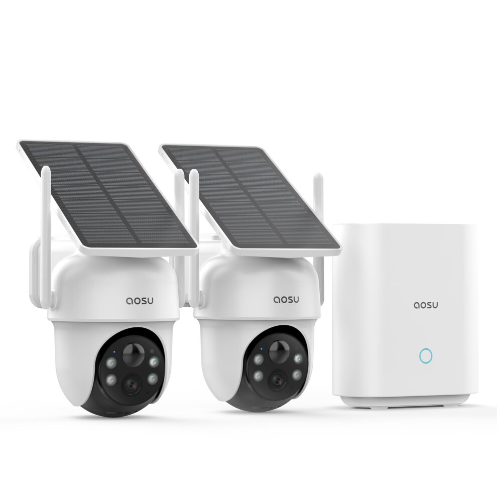 Aosu Security Cameras Outdoor Wireless, 2 Cam-Kit, No Subscription Required, Solar-Powered, Home Security Cameras System With 360 Pan & Tilt, Auto T 5004142135618