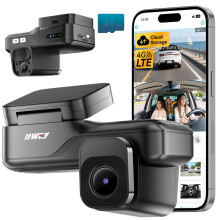 IIWEY Dash Cam LTE 4G Live FHD Front and Inside, Instant Alert via App, Remote View Via App, Cloud & SD Card Storage, IR Night Vision, No Screen, 24/