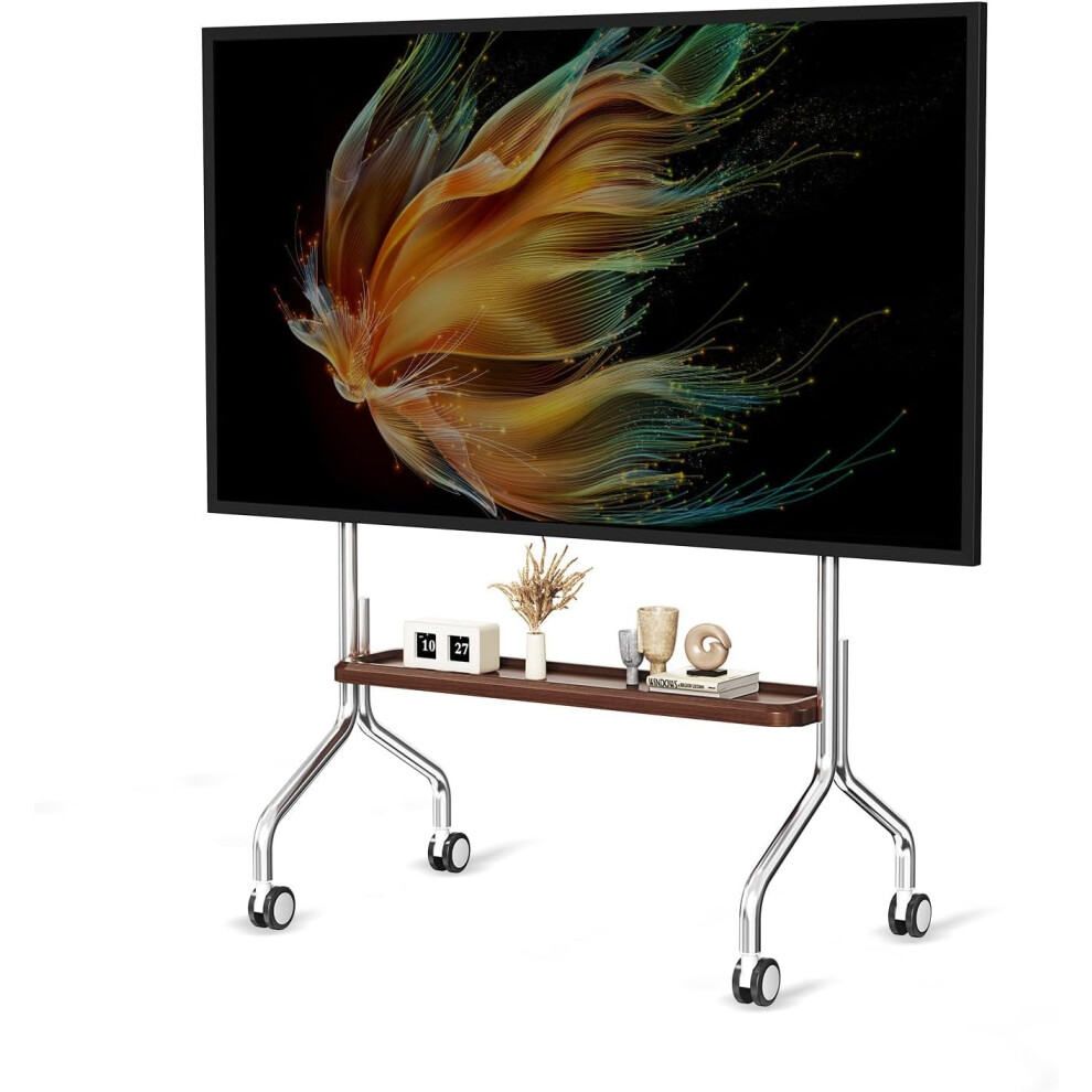 Mobile Tv Cart Easel Rolling Tv Stand For 32 To 75 Inch Lcd Led Oled Flat Panel Screens, Stainless Steel With Wheels 110 Lbs Max Vesa 600X400mm 5009000409498