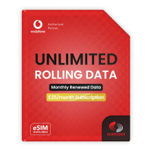 Vodafone Unlimited 5G Data SIM - Activate via QR Code - No Contract or Credit Check - 25/Month Rolling 30-Day Subscription
