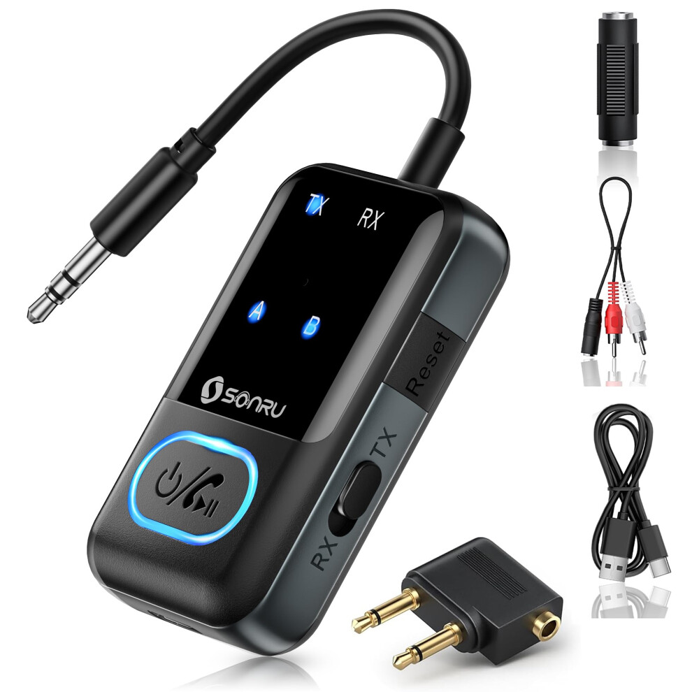 Sonru Bluetooth 5.3 Transmitter Receiver, 2-In-1 Airplane Wireless Bluetooth With Led Display, Double Connection Receiver 3.5Mm Aux Audio Adapter Wit 5004443188399