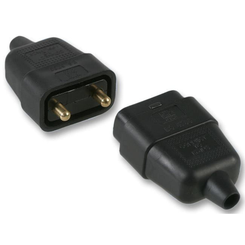 Pro Elec 2 Pin In-Line Rubber Connector, 10A Black 5002037556098