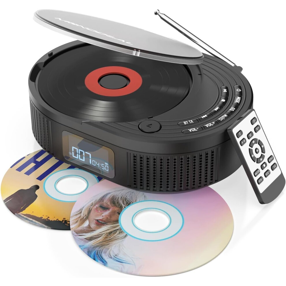 2025 New Monodeal Cd Player With Bluetooth And Radio Fm 2 In 1, Rechargeable Portable Cd Player With Speakers, Support Aux/Usb 5000975963138