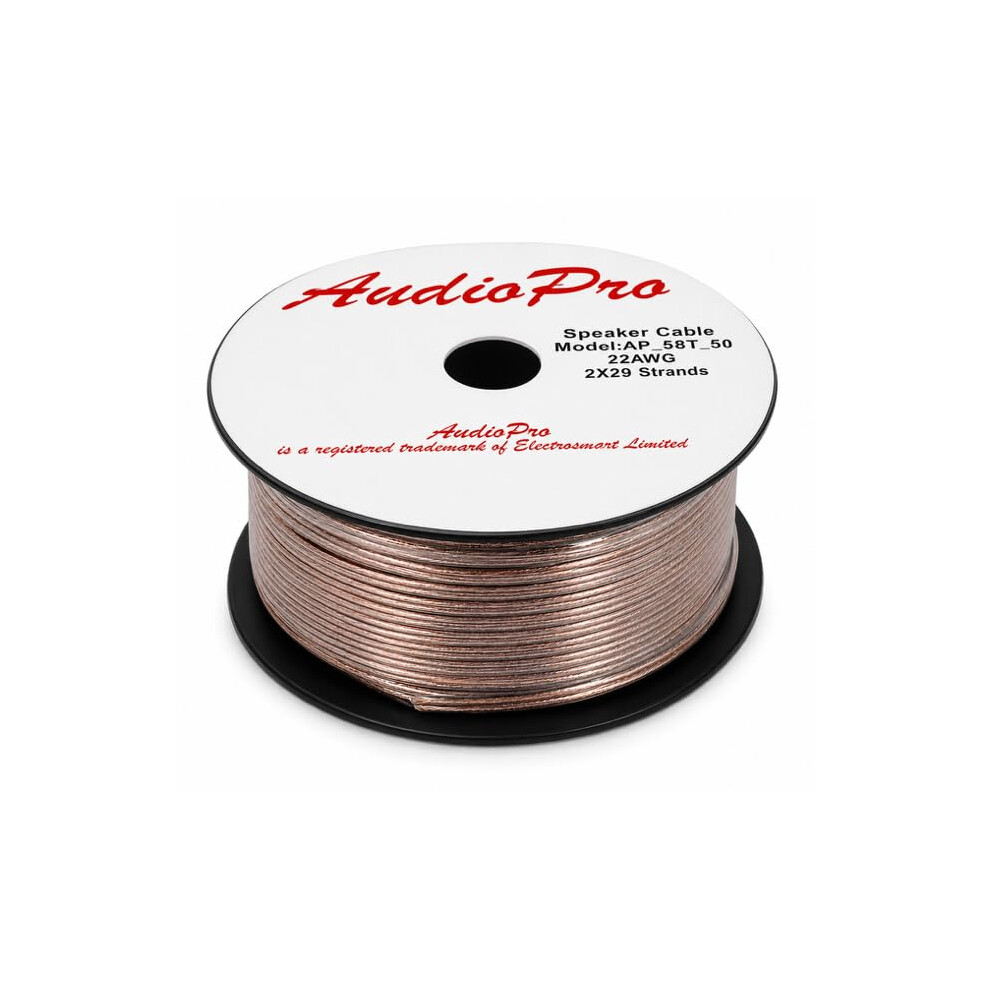 Audiopro Speaker Cable Wire 22 Awg (2 X 29 Strands) Select 25M Or 50M Reel Colour /Clear Transparent Hifi Home Audio Surround Sound Etc (50M Ree White 5002726767958