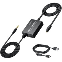 PROZOR Analog to Digital Audio Converter - 3.5mm to Optical Converter Cable Analogue 3.5mm Signals Into Toslink SPDIF Optical Digital Signals (No Sup