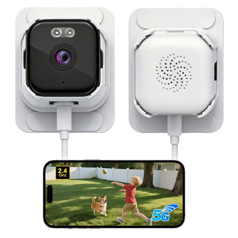 Weciau 3Mp 2K Window Camera, 2.4/5Ghz Stick On Window Camera With Full Color Night Vision, 24/7 Recording, Motion Detection, Anti-Glare, Anti-Reflect 5004440790779