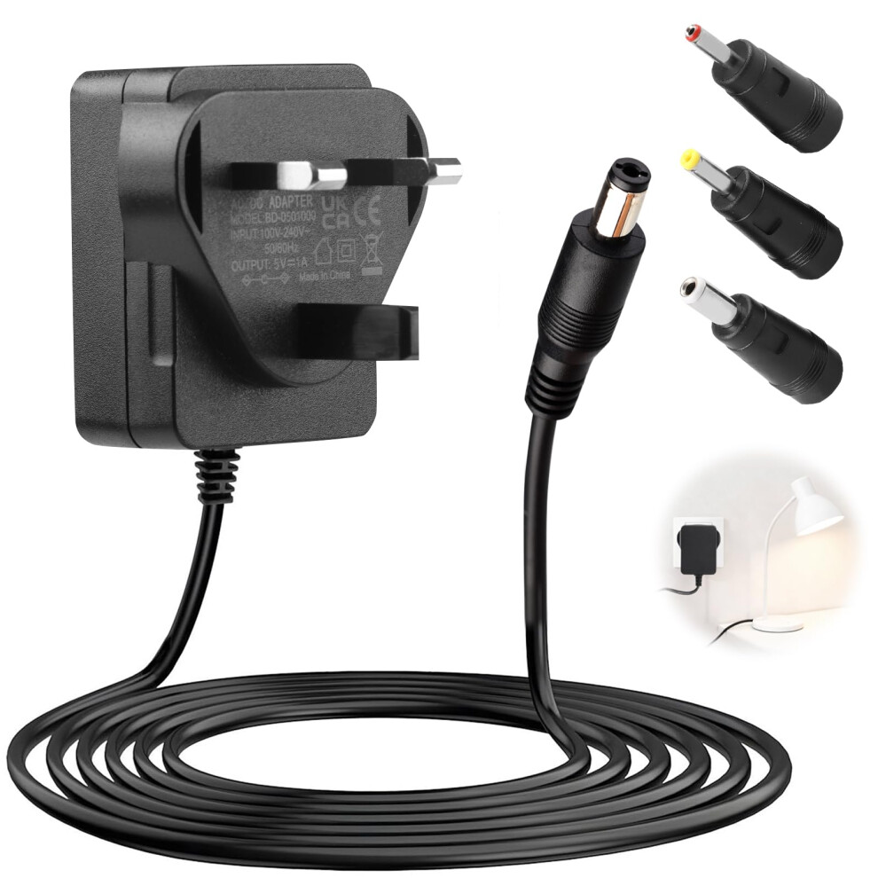 5V 1A Power Supply Adapter With 3 Jacks 1.8M Ac Adapter 100-240V 50/60Hz To Dc 5V Switching Converter 5.5Mm X 2.5Mm Plug For Led Strip Cctv Sec Light 5004502795445