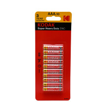 KODAK Super Heavy Duty AAA Power Type Zinc Disposable Batteries - Pack of 10, 500 g