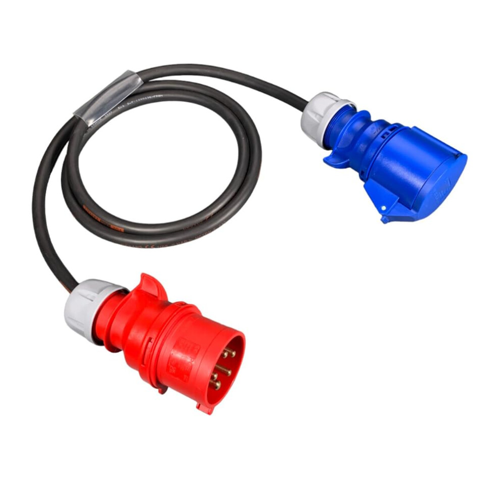 32Amp 5Pin Plug To 32Amp 3Pin Socket 1Metre | Heavyduty 415V To 230V Adaptor 5006003664145