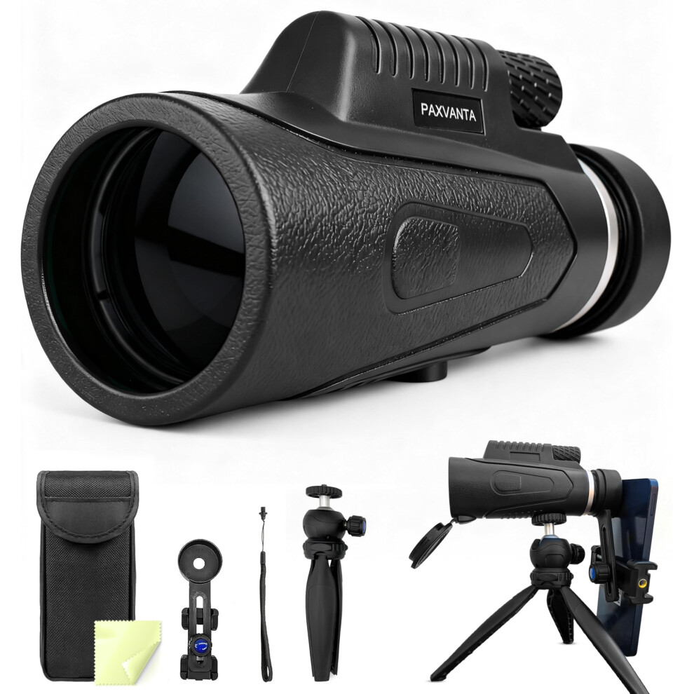 Photos - Binoculars / Monocular Paxvanta 12X50 Monocular Telescope for Bird Watching - HD BAK4 Prism FMC Lens with Smartphone Adapter & Tripod - Waterproof