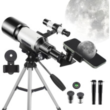 Telescope for Kids Adults Beginners, 150X Astronomical Refractor Telescope, 70mm Aperture Astronomy HD Portable Telescopes with Adjustable Tripod, Ph