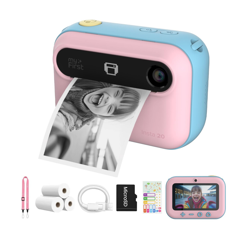Kids Camera Instant Print Myfirst Insta 20 Dual Lens Selfie Digital Camera For Kids With No Ink With Thermal Paper Printing Included (Cotton Candy Mi 5000368893097