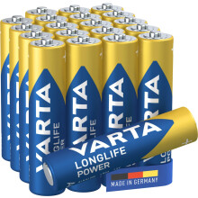 Varta Longlife Power AAA Alkaline Batteries LR03 - Pack of 20 - Packaging May Vary