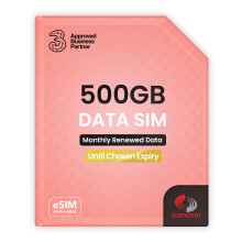 Three 500GB Data SIM Card – for Portable WiFi, Routers & Phones – Preloaded Monthly Until May 2027 – Dual Network (Three & Vodafone) Stronger Co
