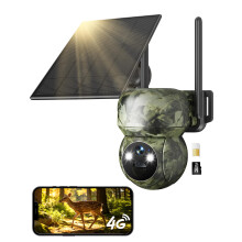 GNCC 4G LTE Solar Outdoor Camera Wireless with SIM Card, 850nm IR Night Vision, APP Control, 360 PTZ (Manual via APP), IP65, Wildlife/Remote Monitor