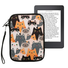 kwmobile Neoprene e-Reader Pouch Size 6" eReader - Universal eBook Sleeve Case with Zipper, Wrist Strap - Orange/Black/White