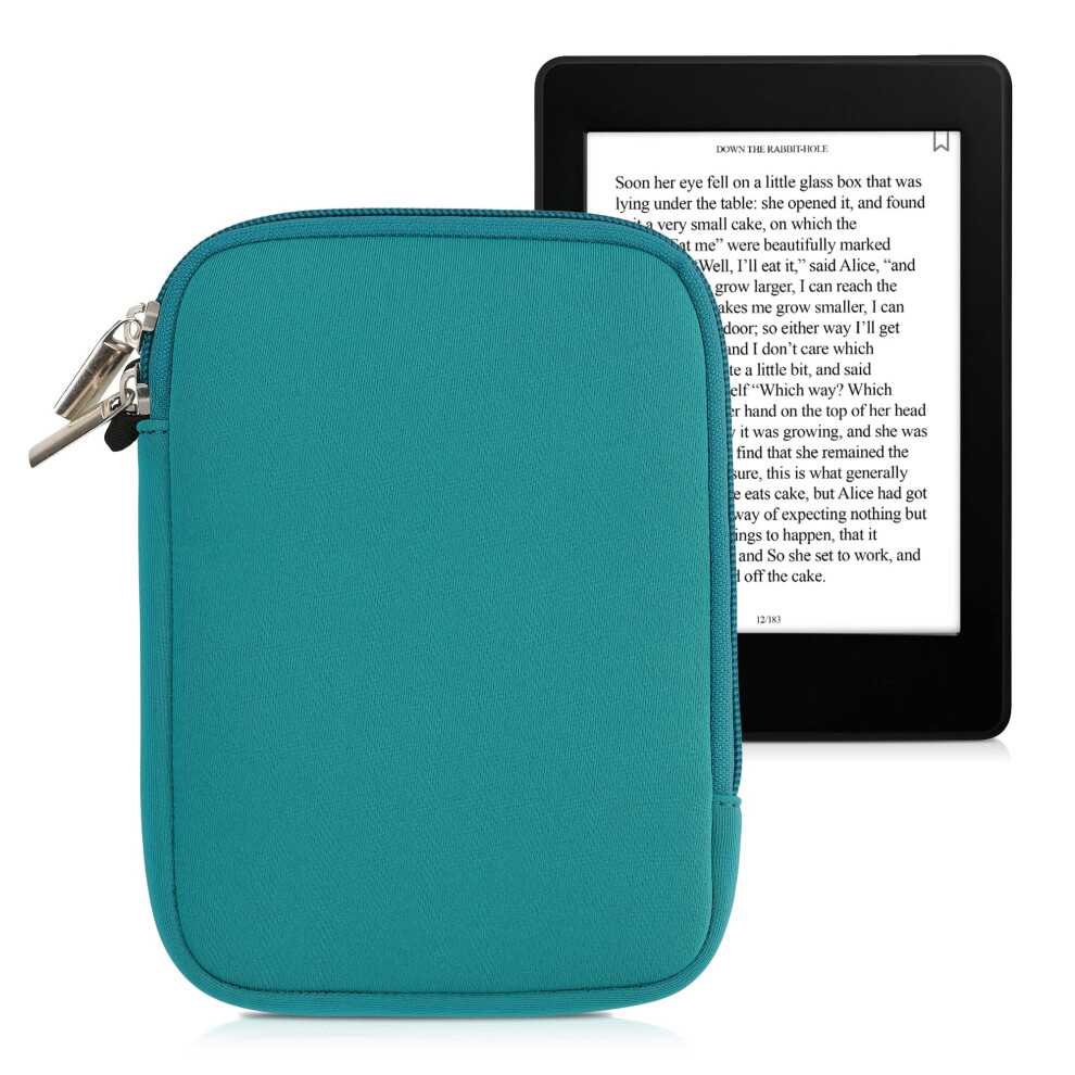 Kwmobile Neoprene E-Reader Pouch Size 6" Ereader - Universal Ebook Sleeve Case With Zipper - Petrol 5002302876883