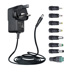 9V 1.5A 1.8M Power Supply Adapter with 8 Tips, DC 9V 1.5A 1A 0.5A Power Cord for Arduino UNO MEGA/Elliptical Machine/Tapo Camera/Record Player/Speake