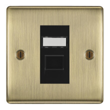 BG Nexus Metal Antique Brass Single 1 Gang RJ45 Data Socket Black Insert NABRJ451