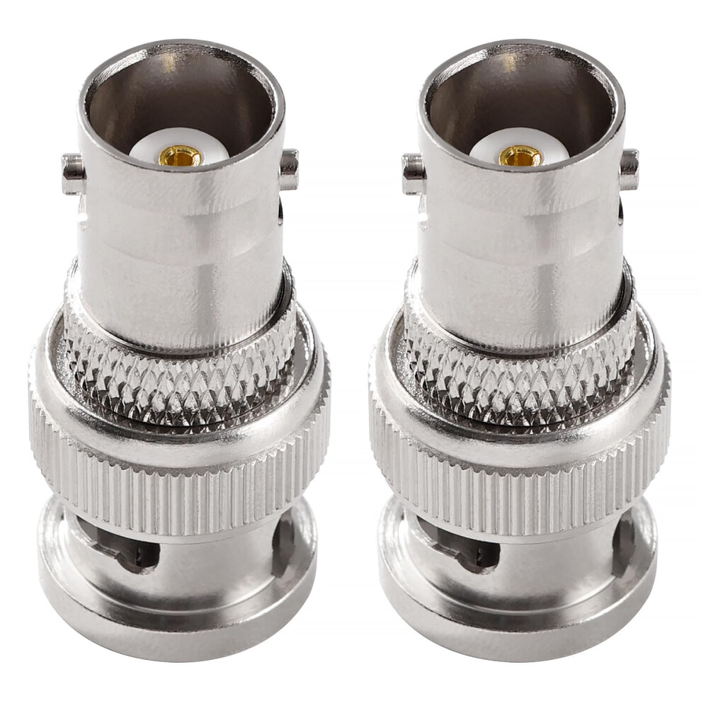 Kuoqiy 2 Pcs Copper Bnc Male To Female Adapter, Bnc Rf Coaxial Connector For Coaxial Cable, Cctv, Antenna 5002884354878