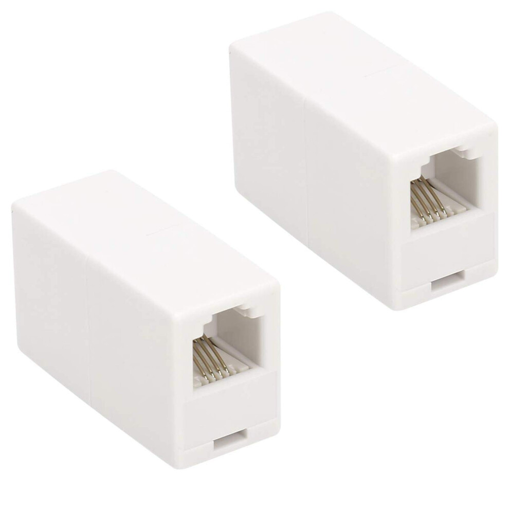 Uvital Rj11 6P4c Inline Coupler, Modular Female To Female Straight Telephone Extension Cable Cord Coupler Adapter Jack (2 Pack) White 5008166665311