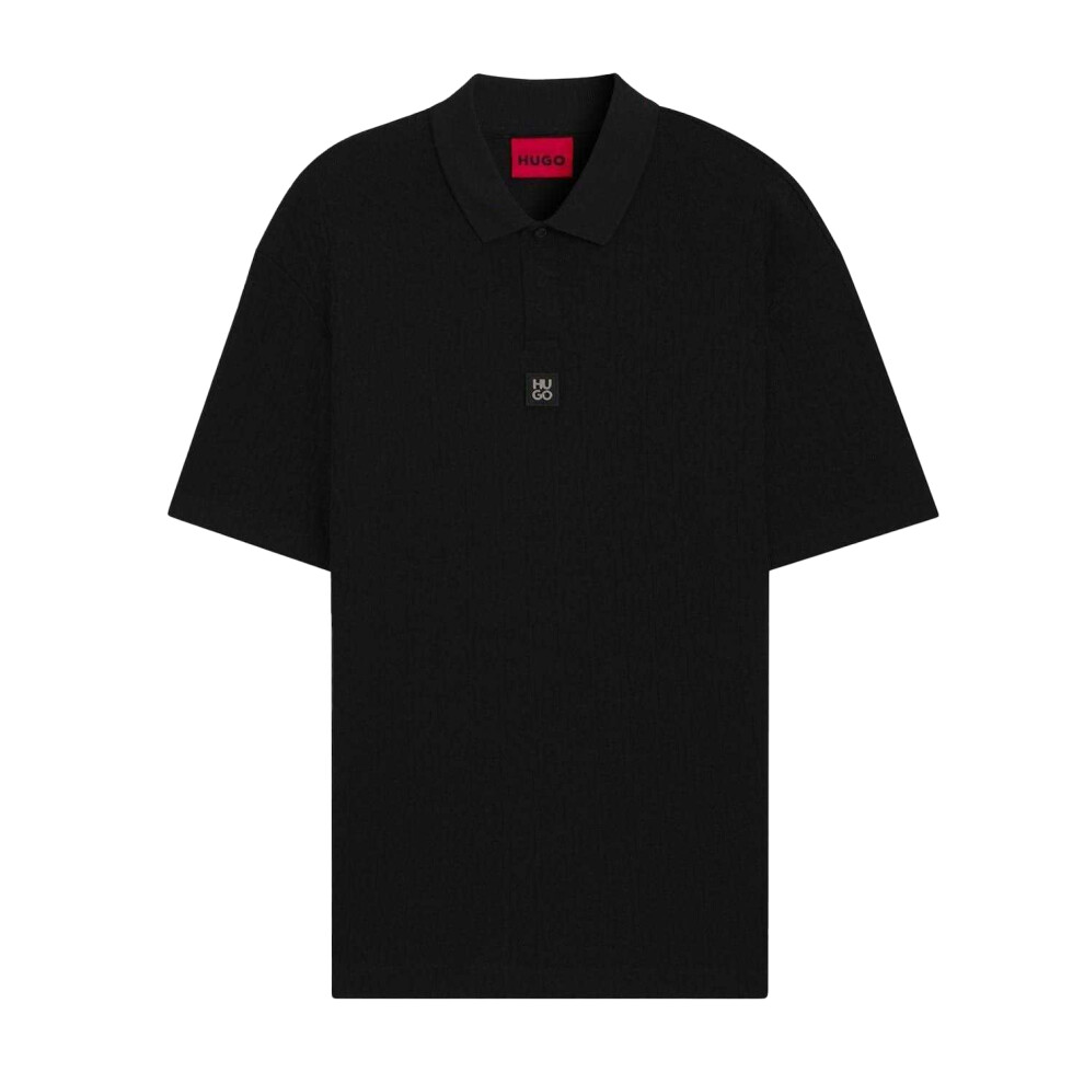 Hugo Boss (L, ) Mens Cotton Collared Regular Polo Shirt Black