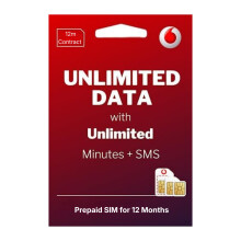 Vodafone Unlimited Data Sim 12 Month Preloaded Data SIM - UK Only - 4G/5G Mobile Broadband - For Routers, Tablets, Phones, Laptops + IoT Devices - 2