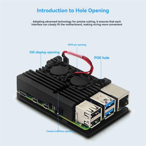 Aluminium Behuizing met Dubbele Koelventilator voor Raspberry Pi 4B 2