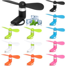 (Assorted Colors) Mini Fan 12 Pack 2-in-1 Cell Phone Fan Compatible iPhone iPad Android Smartphone Tablet Type C Port Portable Summer