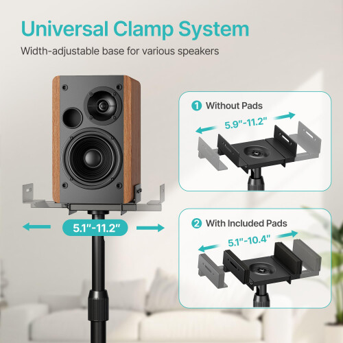 PEGZONE Height Adjustable Speaker Stands Pair, 33.4"-44.0", Black 2