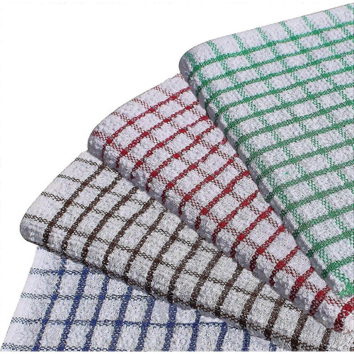 10 Pack Terry Cloth Tea Towels 28x40cm Ring Spun Combed Cotton 1