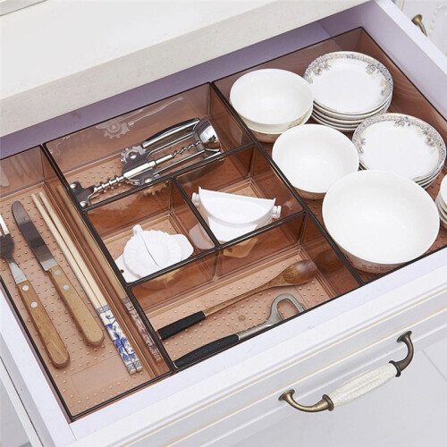 Desktop Storage Box Cabinet Drawer Plastic Separator Kitchen Tableware Frame Box Transparent Superimposed Cosmetic Box 2