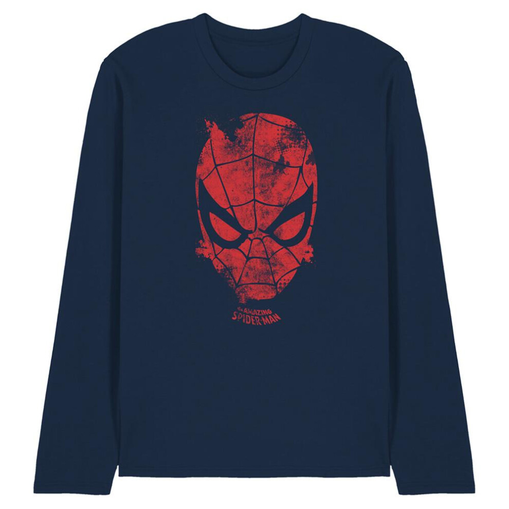 Marvel (M, Navy) Unisex Adult Webhead Long-Sleeved T-Shirt