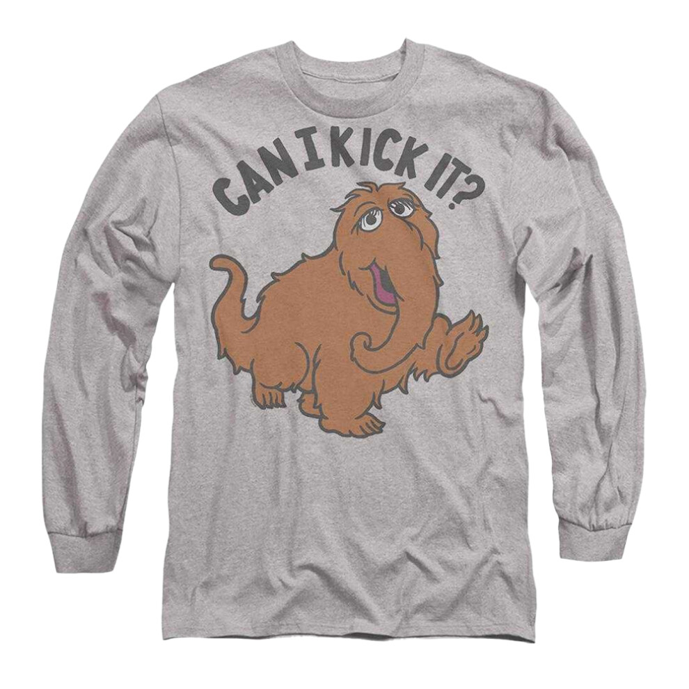 Sesame Street (Xxl, Athletic Heather) Unisex Adult Can I Kick It? Heather Long-Sleeved T-Shirt