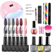 (6SET) Gel Nail Polish Set with UV Light 54W Nail Dryer, Glossy Matte Primer, Nail Art Decoration, Nail Art Tools Gift