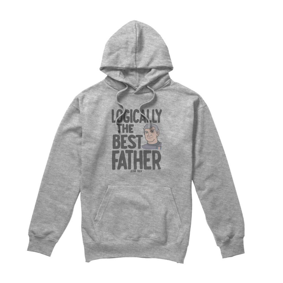 Star Trek (L, Sport Heather) Mens Logically The Best Father Hoodie Multicoloured